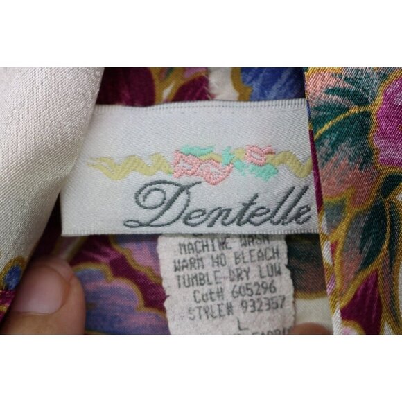 Dentelle Vintage Floral Satin Robe-Belted-Size Large-90's-Y2K - Picture 4 of 6